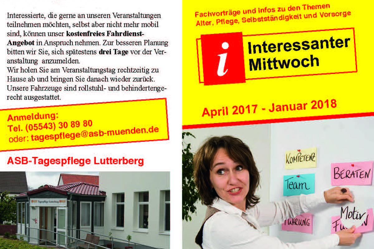 Flyer Interessanter Mittwoch ASB-Tagespflege Lutterberg Bild
