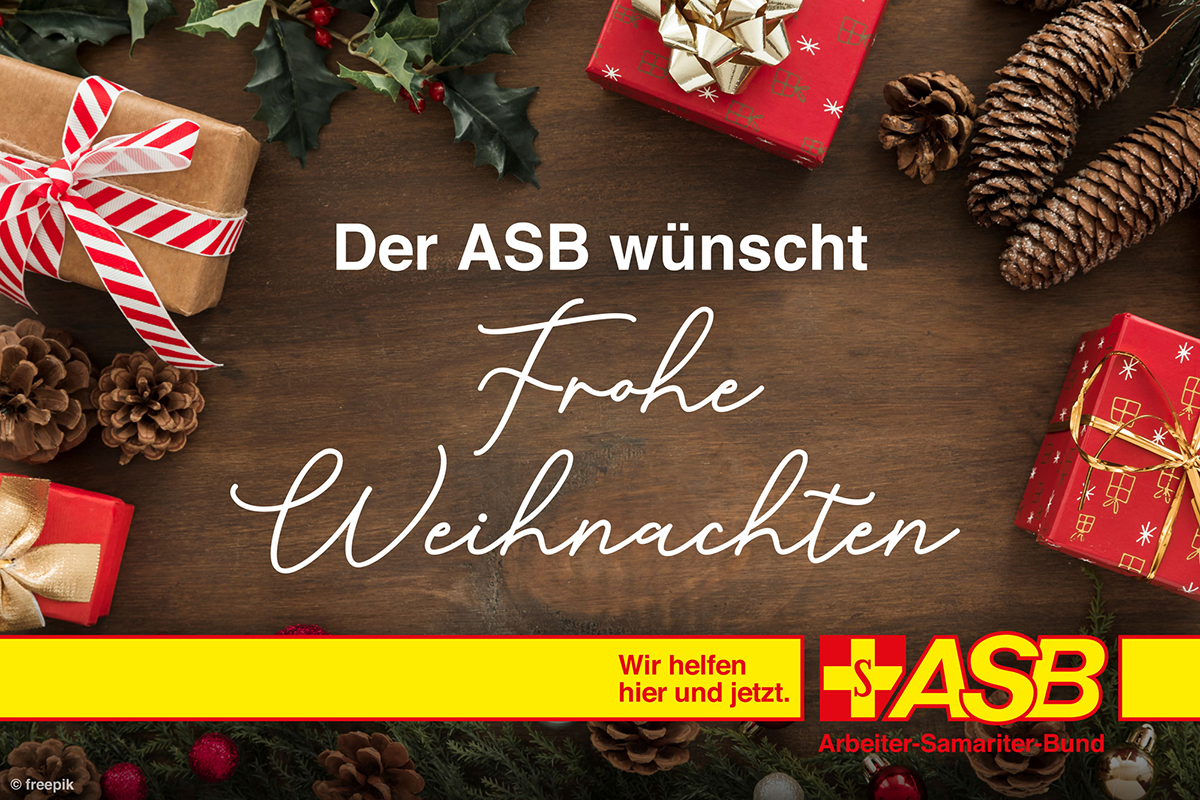 Frohe Weihnachten und alles Gute für 2020 Feiertagswünsche vom ASB-Kreisverband Göttingen-Land  Der ASB-Kreisverband Göttingen-Land wünscht schöne Feiertage, frohe Weihnachten und alles Gute für das neue Jahr. Wir freuen uns mit Ihnen gemeinsam in das Jah