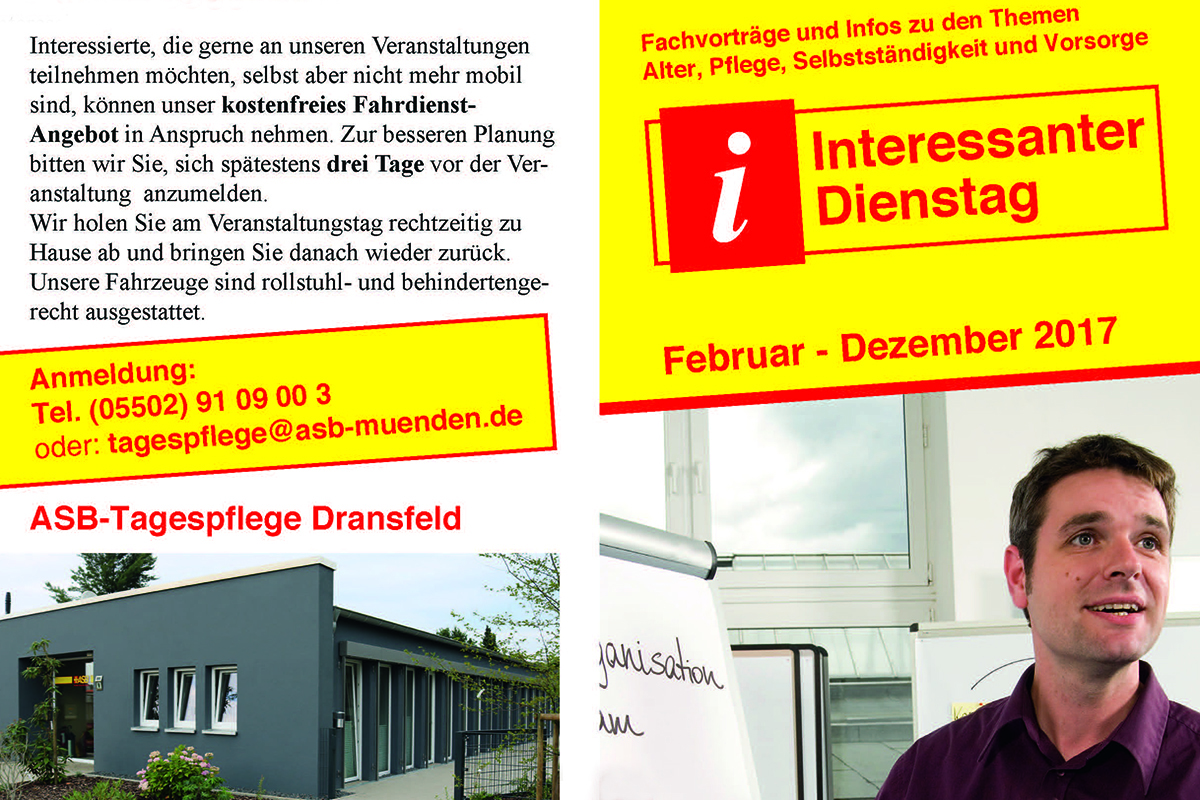 Flyer Interessanter Dienstag ASB-Tagespflege Dransfeld